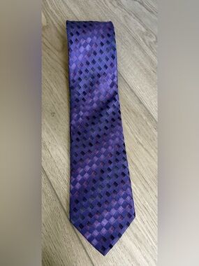 Kenneth Cole Silk Purple Check Men's Tie